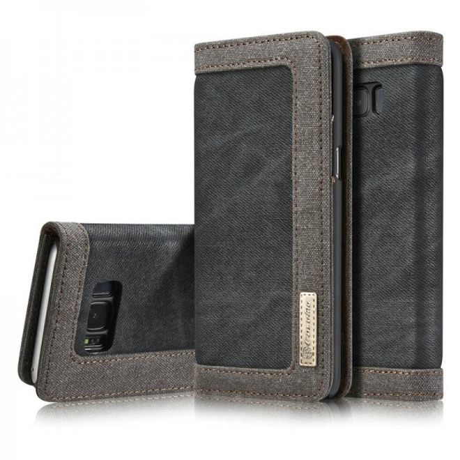 Caseme - Stylische Leder Hülle für Samsung Galaxy S8 Plus - schwarz