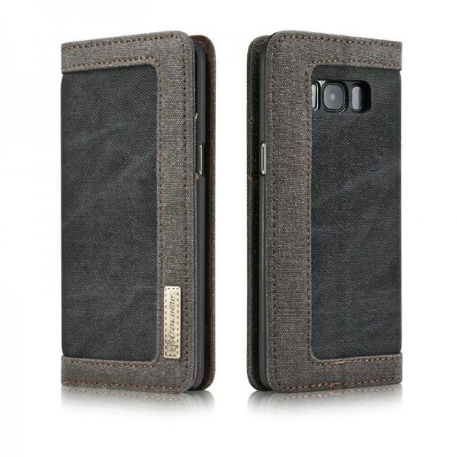 Caseme - Stylische Leder Hülle für Samsung Galaxy S8 Plus - schwarz