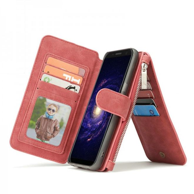 Caseme - Leder Etui mit abnehmbarer Plastik Hülle für Samsung Galaxy S8 Plus - rot