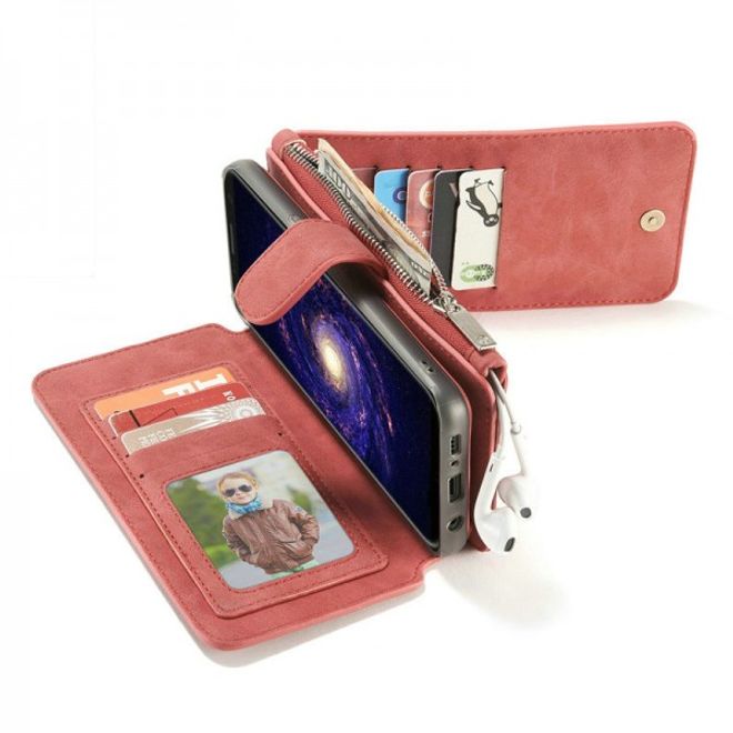 Caseme - Leder Etui mit abnehmbarer Plastik Hülle für Samsung Galaxy S8 Plus - rot