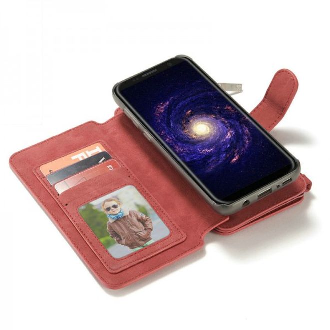 Caseme - Leder Etui mit abnehmbarer Plastik Hülle für Samsung Galaxy S8 Plus - rot