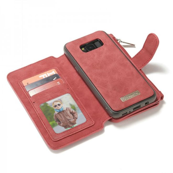Caseme - Leder Etui mit abnehmbarer Plastik Hülle für Samsung Galaxy S8 Plus - rot