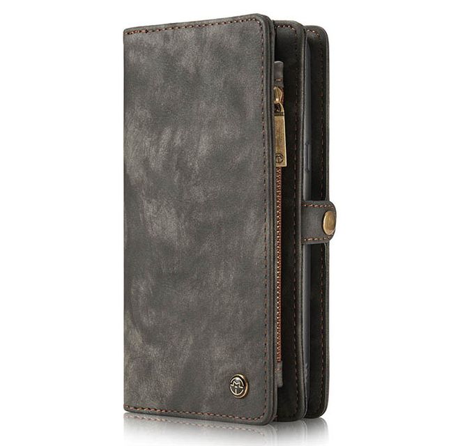 Caseme - Leder Portemonnaie mit abnehmbarer Plastik Hülle für Samsung Galaxy S8 Plus - kaffeefarben