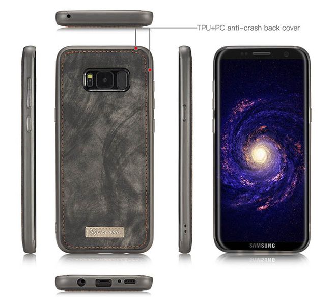 Caseme - Leder Portemonnaie mit abnehmbarer Plastik Hülle für Samsung Galaxy S8 Plus - kaffeefarben