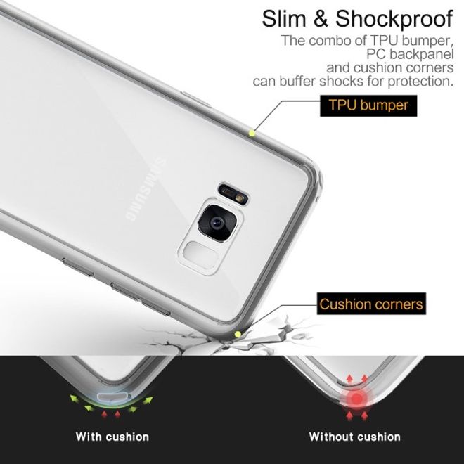 Rock - Samsung Galaxy S8 Plus Handyhülle - TPU Softcase - Pure Series - transparent/schwarz