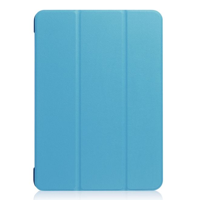 Étui pour tablette iPad 9,7 pouces (2017 et 2018) - Étui intelligent en cuir - Pliable en trois parties - Bleu clair