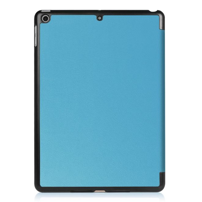 Étui pour tablette iPad 9,7 pouces (2017 et 2018) - Étui intelligent en cuir - Pliable en trois parties - Bleu clair