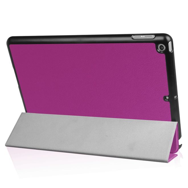 Étui pour tablette iPad 9,7 pouces (2017 et 2018) - Étui intelligent en cuir - Pliable en trois parties - Violet