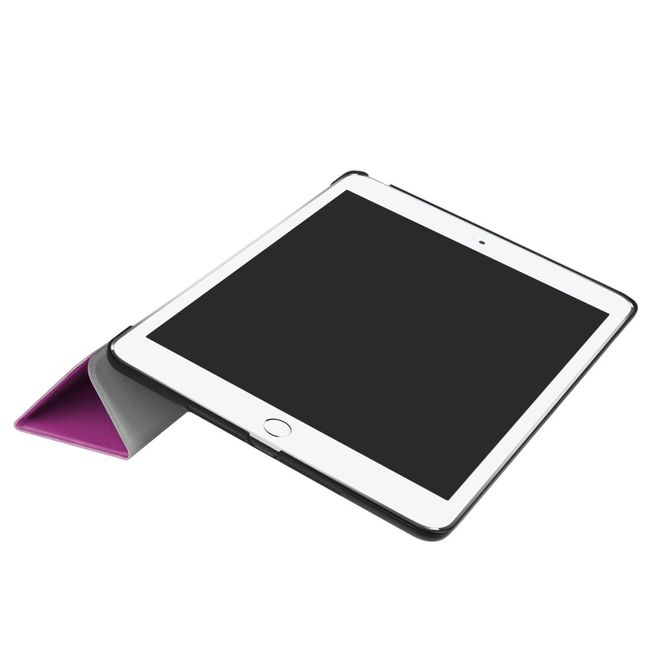 Étui pour tablette iPad 9,7 pouces (2017 et 2018) - Étui intelligent en cuir - Pliable en trois parties - Violet