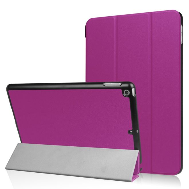 Étui pour tablette iPad 9,7 pouces (2017 et 2018) - Étui intelligent en cuir - Pliable en trois parties - Violet