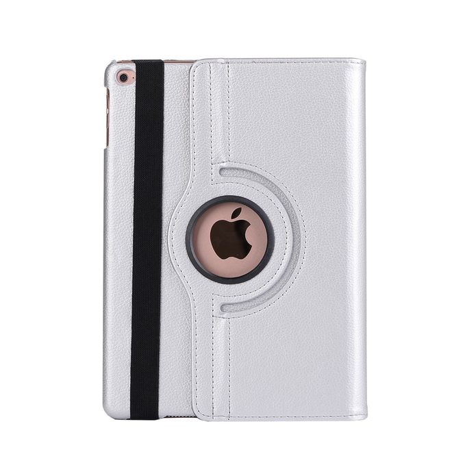 iPad 9.7 (2017 &amp; 2018) Case - Leather Tablet Case - 360° Rotatable with Lychee Texture - Silver