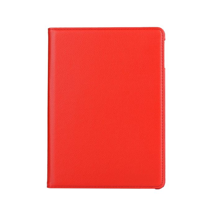 Étui pour iPad 9,7 pouces (2017 et 2018) - Étui en cuir pour tablette - Rotation à 360° - Texture litchi - Rouge