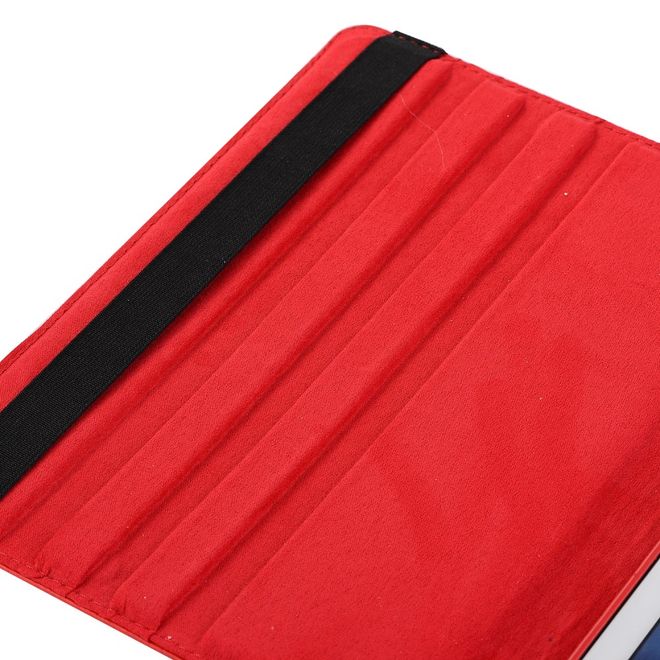 Étui pour iPad 9,7 pouces (2017 et 2018) - Étui en cuir pour tablette - Rotation à 360° - Texture litchi - Rouge