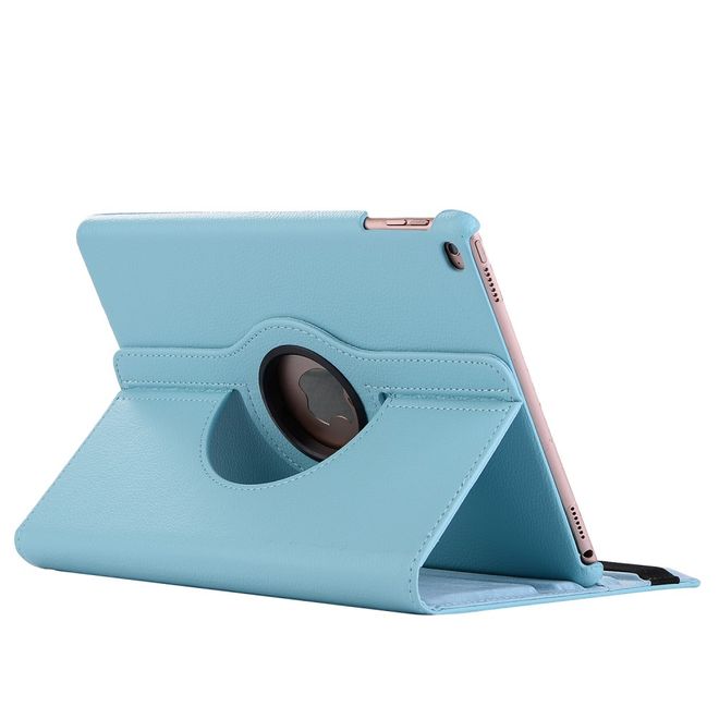 iPad 9.7 (2017 &amp; 2018) Case - Leather Tablet Case - 360° Rotatable with Lychee Texture - Light Blue