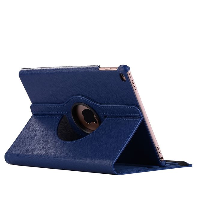 iPad 9.7 (2017 & 2018) Hülle - Tablet Case aus Leder - 360° rotierbar und mit Litchitextur - dunkelblau