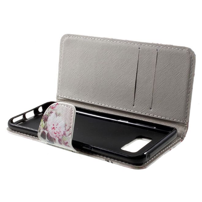 Samsung Galaxy S8 Handy Cover - Hülle aus Leder - Eiffelturm und Blumen