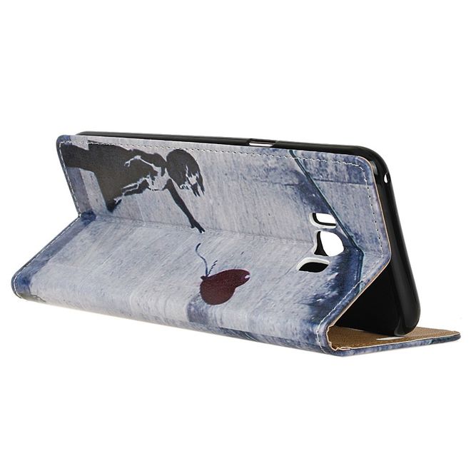 Handy Hülle für Samsung Galaxy S8 Plus - Case aus Leder - Retro Kind mit Herzballon