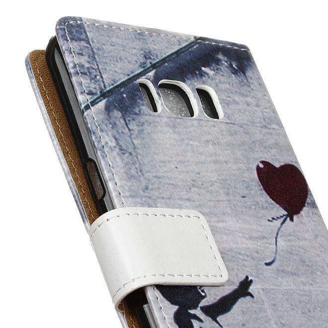 Handy Hülle für Samsung Galaxy S8 Plus - Case aus Leder - Retro Kind mit Herzballon