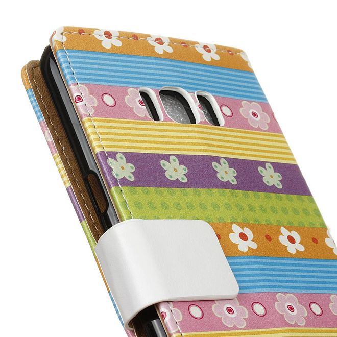 Handy Hülle für Samsung Galaxy S8 Plus - Case aus Leder - farbige Streifen mit Blumen