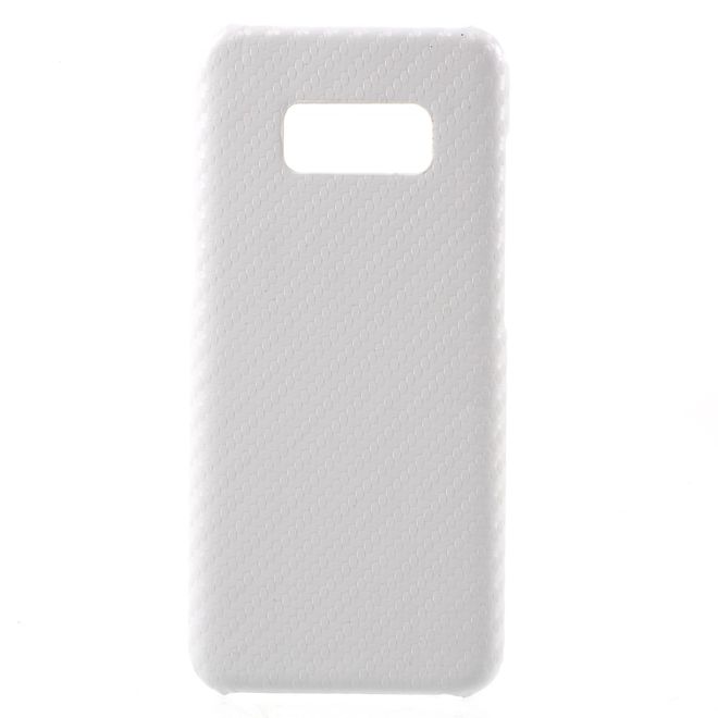 Samsung Galaxy S8 Plus Handy Case - Hülle aus Plastik - lederartige Oberfläche - Carbonlook - weiss
