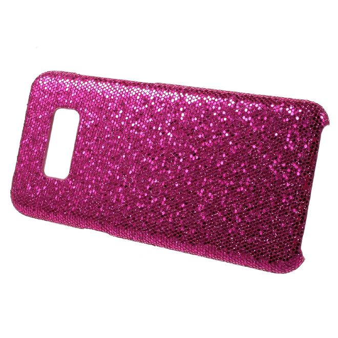 Samsung Galaxy S8 Plus Handy Case - Hülle aus Plastik - lederartige Oberfläche - Glitzer- rosa