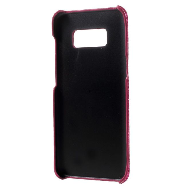 Samsung Galaxy S8 Plus Handy Case - Hülle aus Plastik - lederartige Oberfläche - Glitzer- rosa
