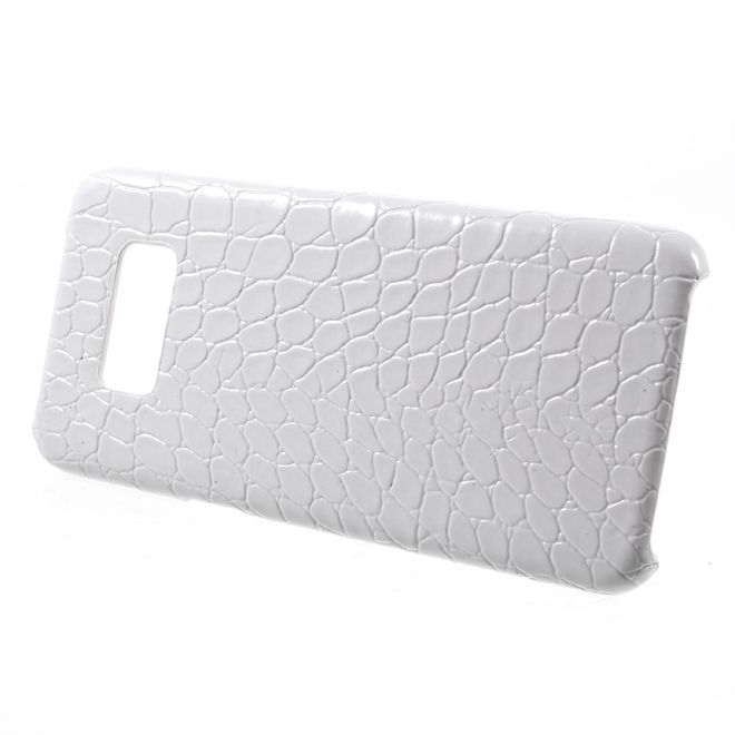 Samsung Galaxy S8 Plus Handy Case - Hülle aus Plastik - lederartige Oberfläche - Krokodilmuster - weiss