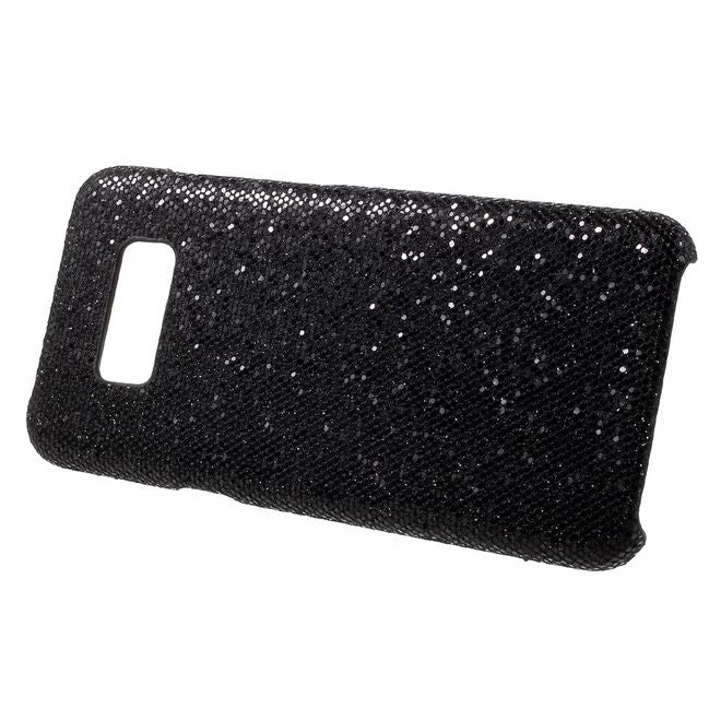 Samsung Galaxy S8 Handy Case - Hülle aus Plastik - lederartige Oberfläche - Glitzerlook - schwarz