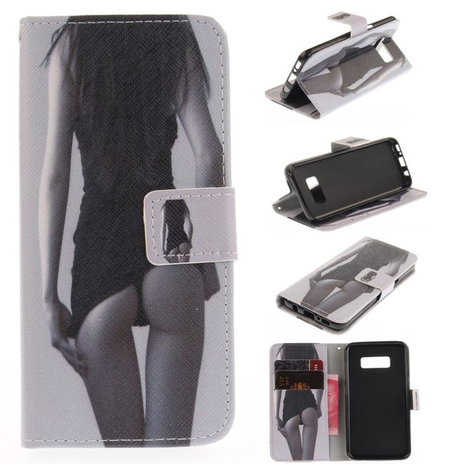 Handy Cover für Samsung Galaxy S8 - Hülle aus Leder - süsses Girl von hinten
