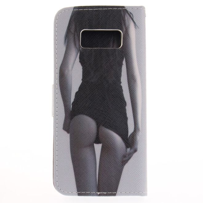 Handy Cover für Samsung Galaxy S8 - Hülle aus Leder - süsses Girl von hinten