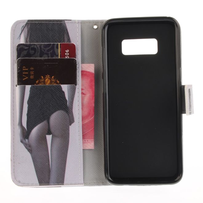 Handy Cover für Samsung Galaxy S8 - Hülle aus Leder - süsses Girl von hinten