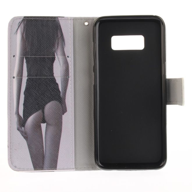 Handy Cover für Samsung Galaxy S8 - Hülle aus Leder - süsses Girl von hinten