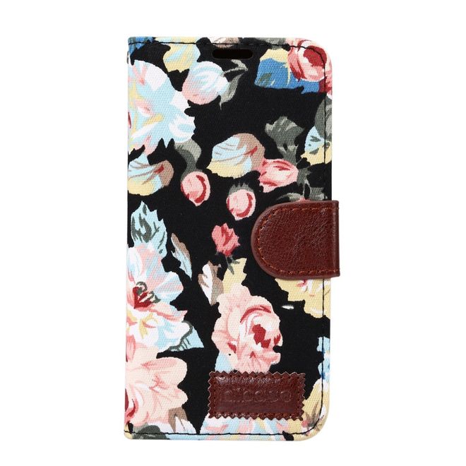 Handyhülle für Samsung Galaxy S8 Plus - Bookcover - Blumenmuster - schwarz