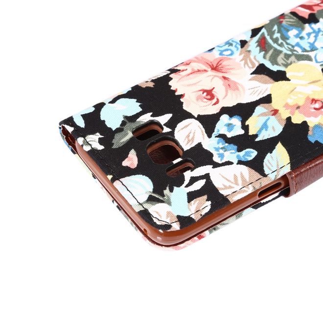 Handyhülle für Samsung Galaxy S8 Plus - Bookcover - Blumenmuster - schwarz