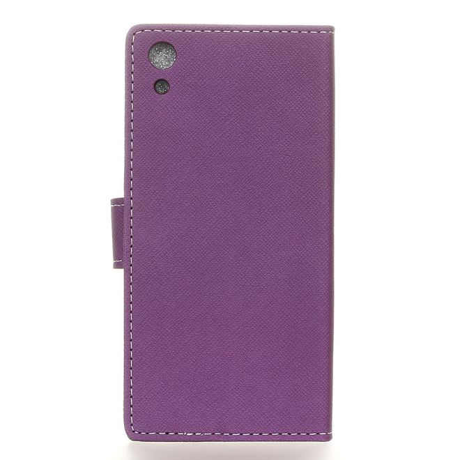 Handy Case für Sony Xperia XA1 - Hülle aus Leder - Kreuzmuster - purpur