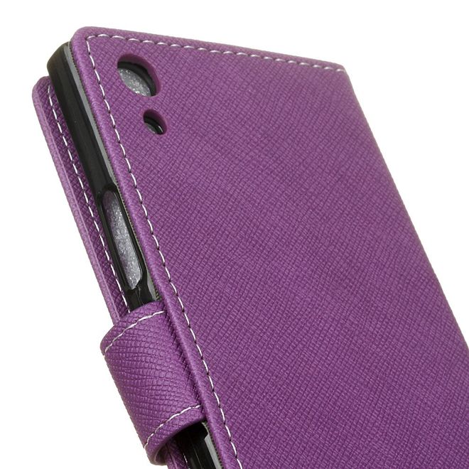 Handy Case für Sony Xperia XA1 - Hülle aus Leder - Kreuzmuster - purpur