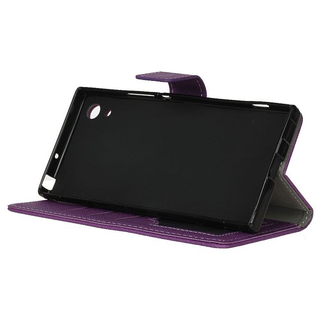 Handy Case für Sony Xperia XA1 - Hülle aus Leder - Kreuzmuster - purpur