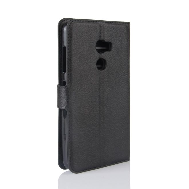 HTC One X10 Handy Hülle - Case aus Leder - mit Litchitextur und Standfunktion - schwarz