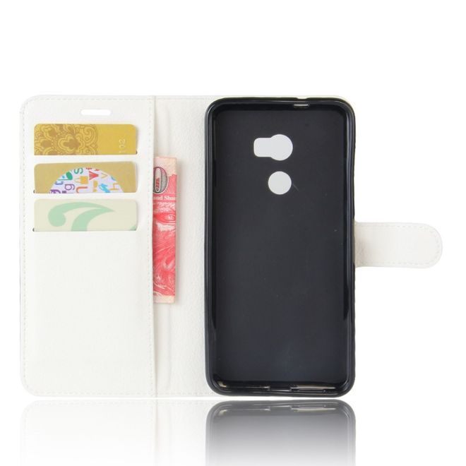 HTC One X10 Handy Hülle - Case aus Leder - mit Litchitextur und Standfunktion - weiss