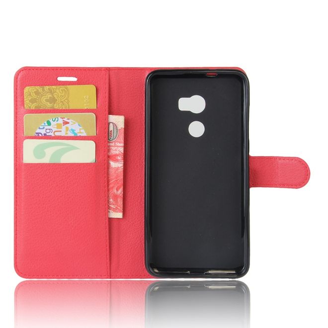 HTC One X10 Handy Hülle - Case aus Leder - mit Litchitextur und Standfunktion - rot