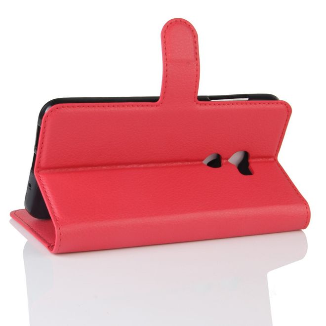 HTC One X10 Handy Hülle - Case aus Leder - mit Litchitextur und Standfunktion - rot