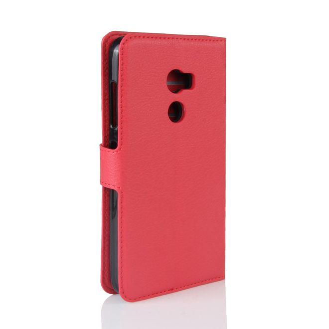 HTC One X10 Handy Hülle - Case aus Leder - mit Litchitextur und Standfunktion - rot