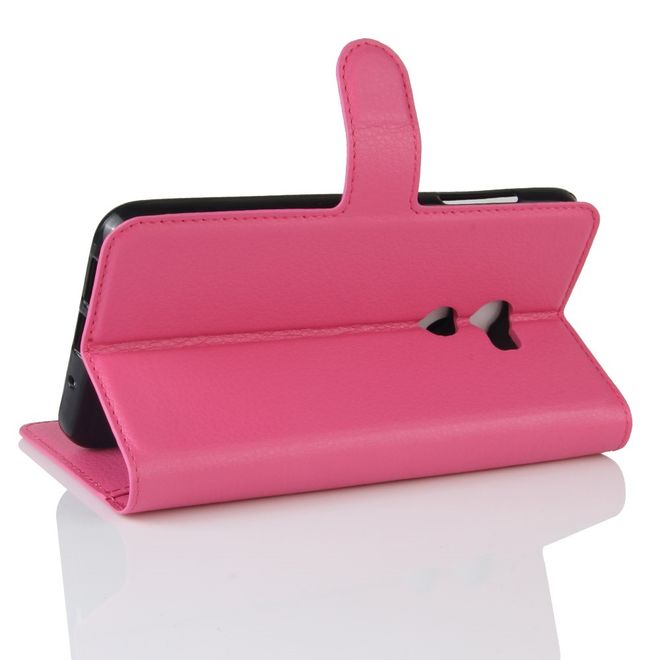 HTC One X10 Handy Hülle - Case aus Leder - mit Litchitextur und Standfunktion - rosa