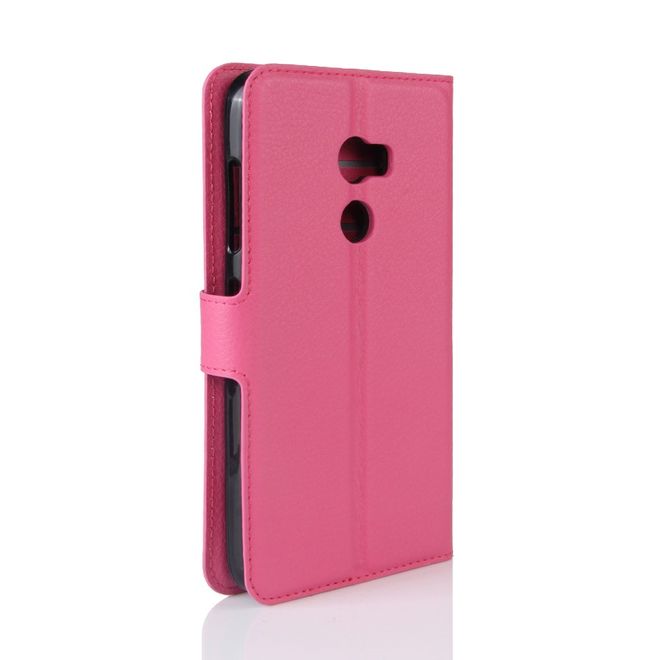 HTC One X10 Handy Hülle - Case aus Leder - mit Litchitextur und Standfunktion - rosa