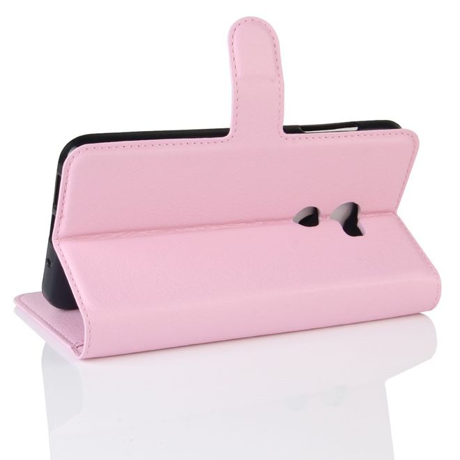HTC One X10 Handy Hülle - Case aus Leder - mit Litchitextur und Standfunktion - pink