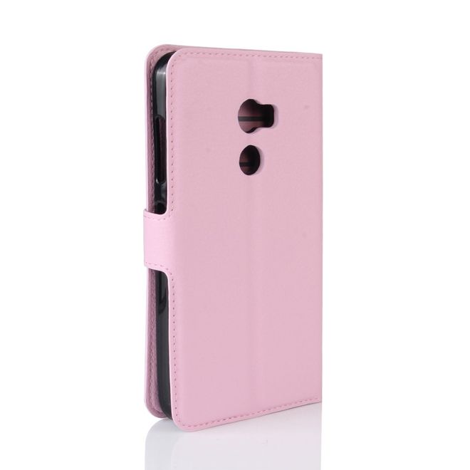 HTC One X10 Handy Hülle - Case aus Leder - mit Litchitextur und Standfunktion - pink