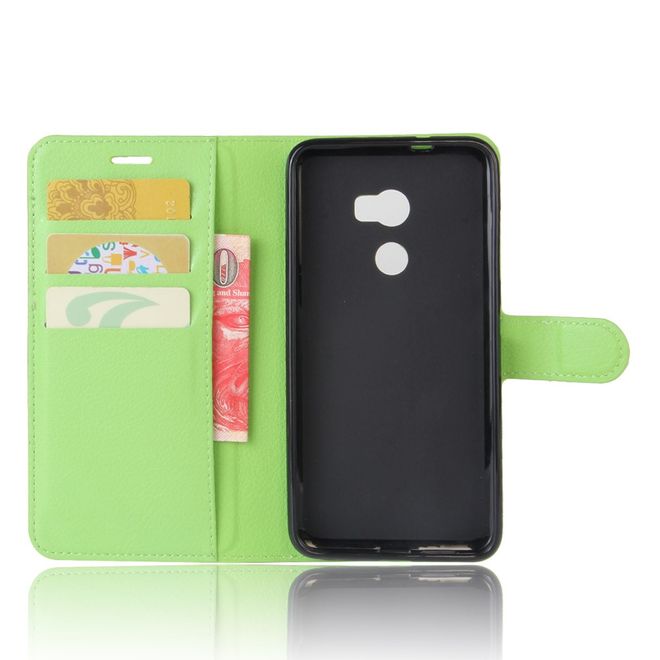 HTC One X10 Handy Hülle - Case aus Leder - mit Litchitextur und Standfunktion - grün