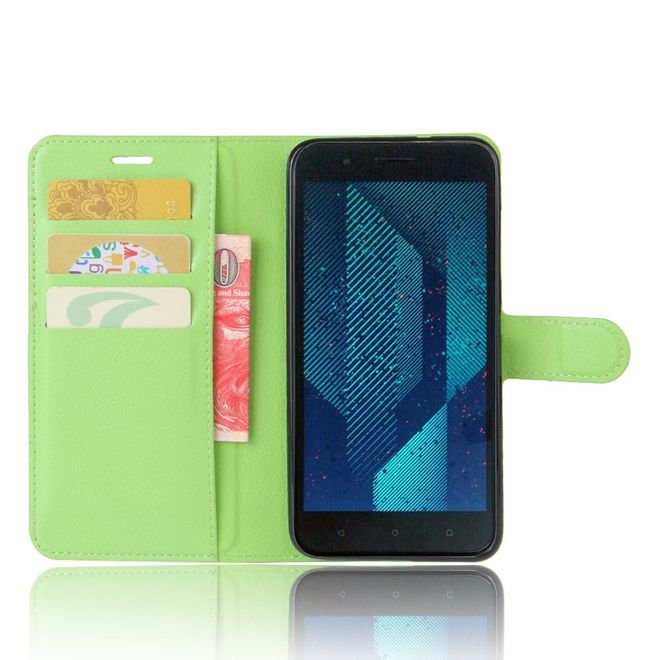HTC One X10 Handy Hülle - Case aus Leder - mit Litchitextur und Standfunktion - grün