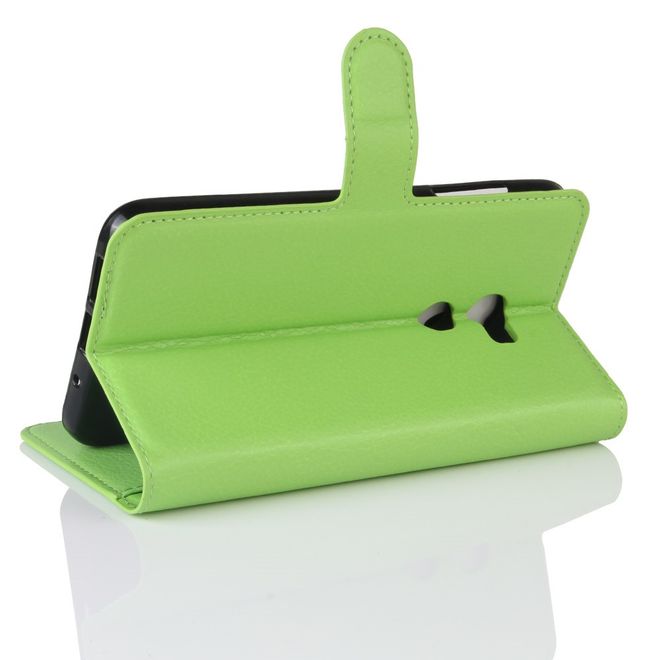 HTC One X10 Handy Hülle - Case aus Leder - mit Litchitextur und Standfunktion - grün