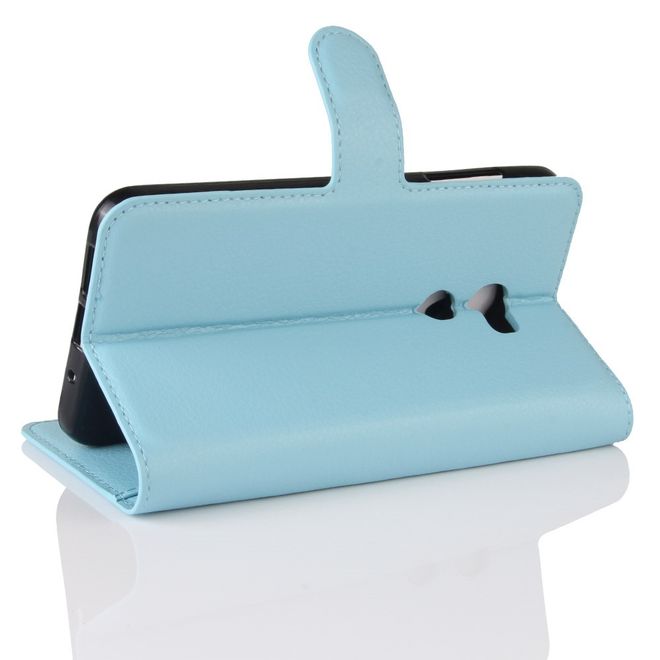 HTC One X10 Handy Hülle - Case aus Leder - mit Litchitextur und Standfunktion - hellblau